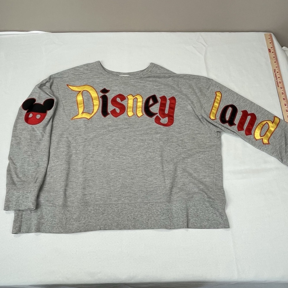 DISNEY PARKS Womens Gray Mickey Mouse Disneyland Crew Sweater Sweatshirt 2X Logo